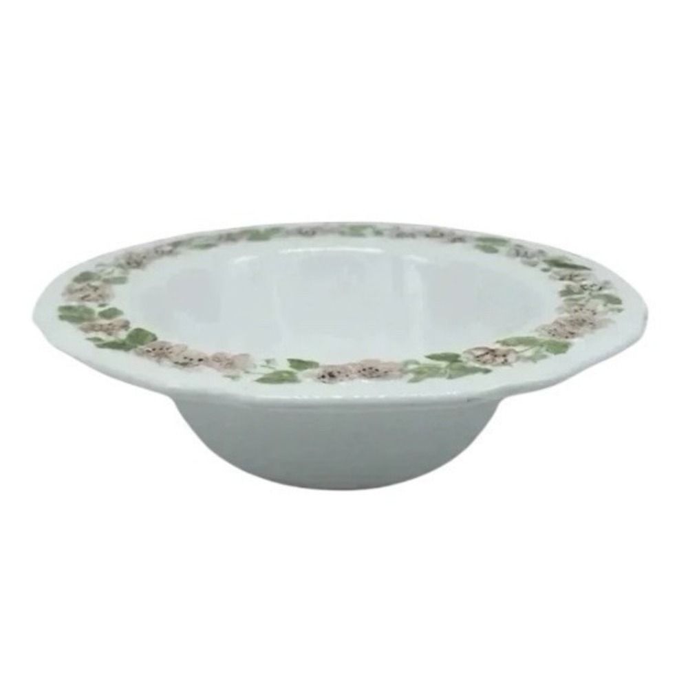 ANCHOR HOCKING Vitrock Milk Glass Pink Floral Painted 5.5" Berry Bowl Set of 2